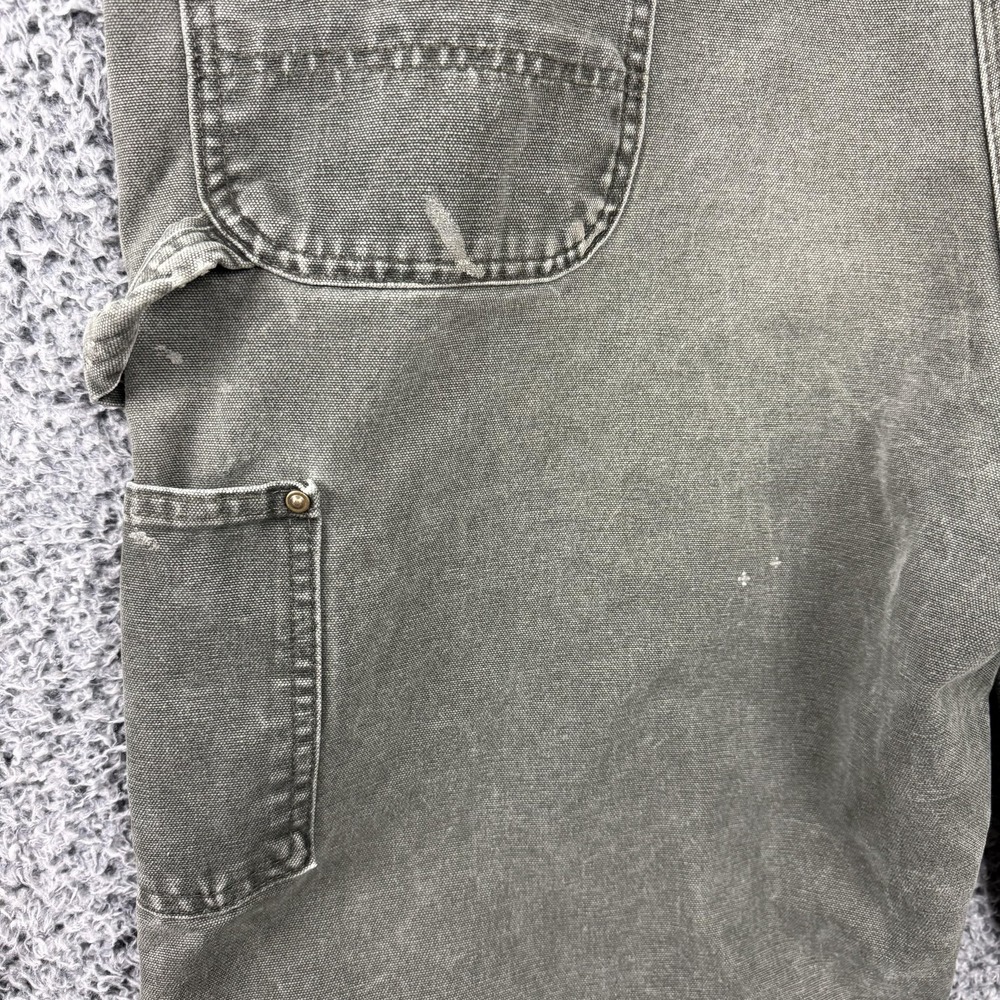 Carhartt Duck Bib Overalls Mens 44x32 R06 MOS Moss Green Double Knee Canvas USA - Picture 8 of 15